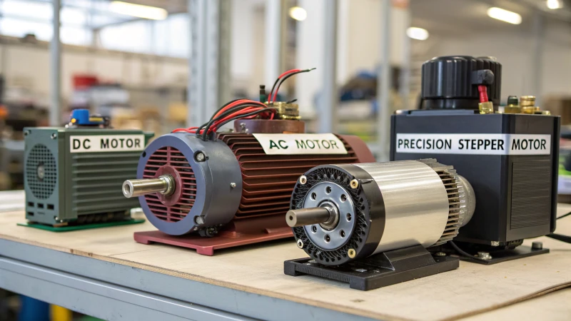 Close-up display of three types of motors for motorized curtains